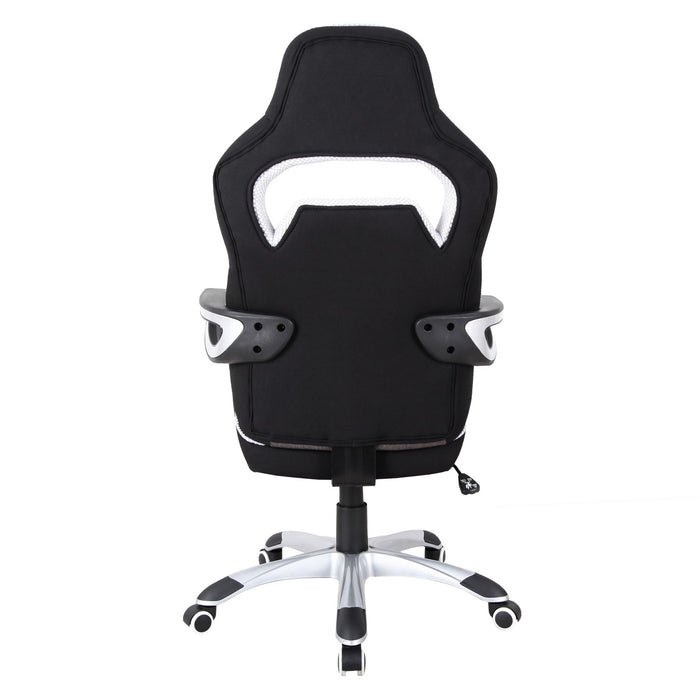 Urban Designs Ergonomic Upholstered Racing Style Home Office Chair - Grey Black
