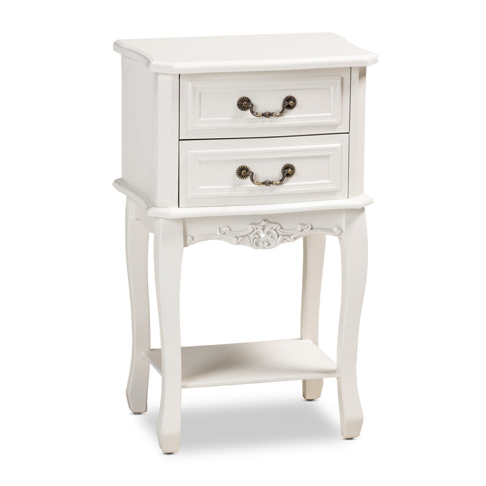 Urban Designs Giselle French Inspired 2-Drawer Wooden Nightstand - White