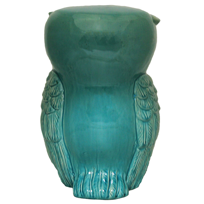 Urban Designs Hand-Painted Ceramic Owl Stool - Aqua