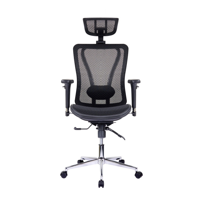 Urban Designs High-Back Lumbar Support Mesh Office Chair With Headrest - Black