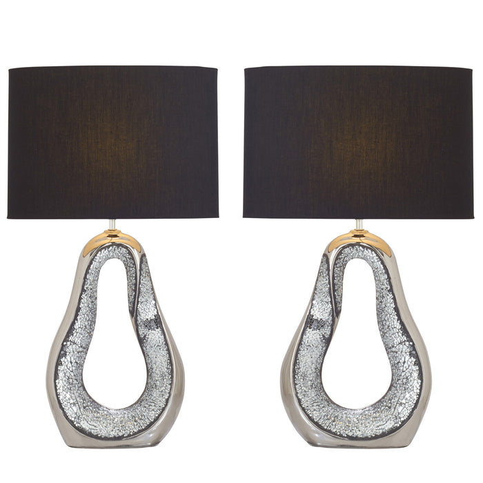Urban Designs Kai Silver Ceramic Mosaic Table Lamp - Set of 2