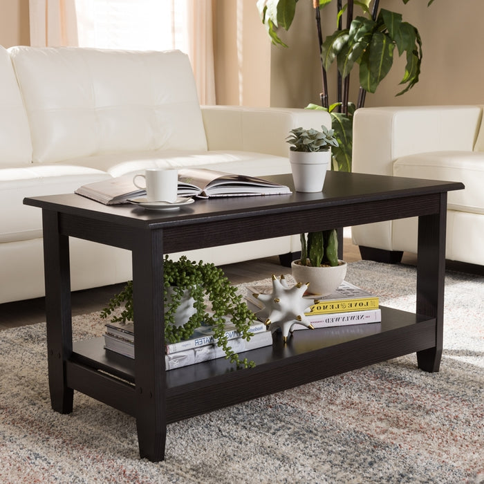 Urban Designs Melinda Wooden Coffee Table in Wenge Brown Finish