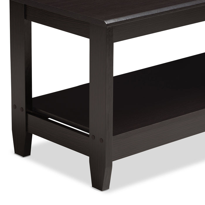 Urban Designs Melinda Wooden Coffee Table in Wenge Brown Finish