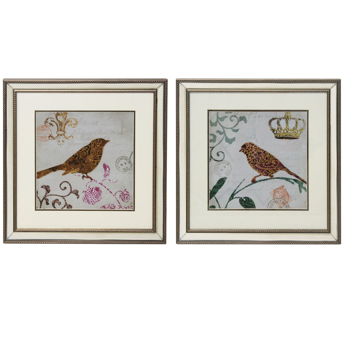 Urban Designs Morning Birds Square Decorative Wall Art (Set of 2)