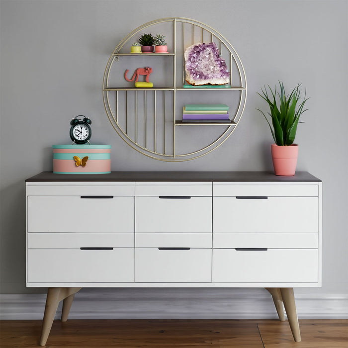 Urban Designs Open Floating Round Metal Decorative Wall Shelf
