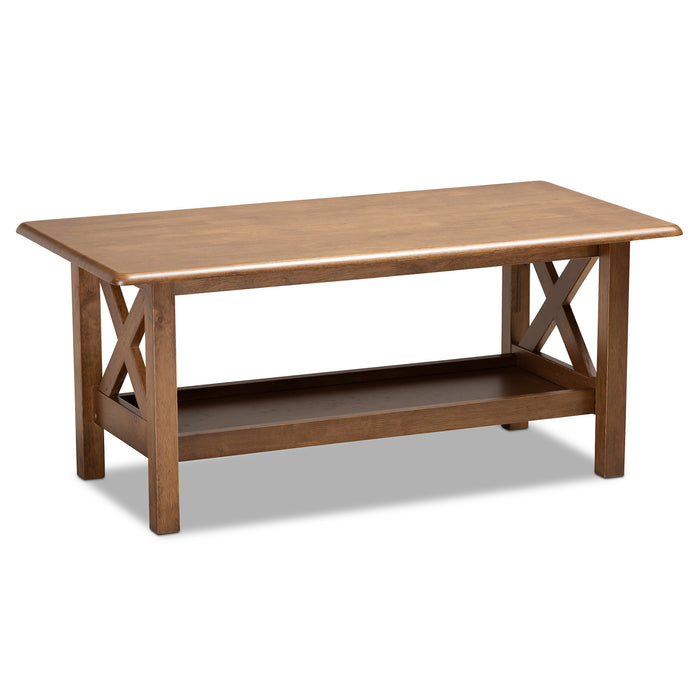 Urban Designs Reed Rectangular Wood Coffee Table - Brown