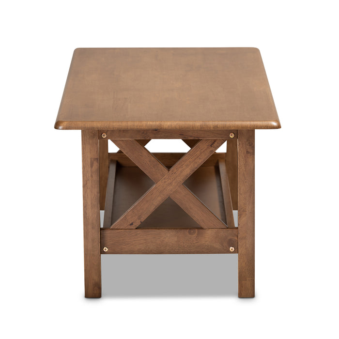 Urban Designs Reed Rectangular Wood Coffee Table - Brown