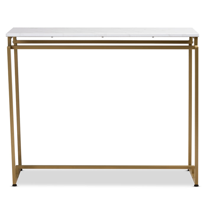 Urban Designs Remminth Faux Marble Metal Console Table - Brushed Gold