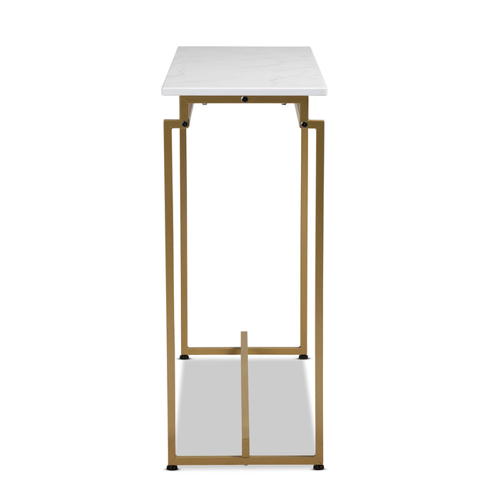 Urban Designs Remminth Faux Marble Metal Console Table - Brushed Gold
