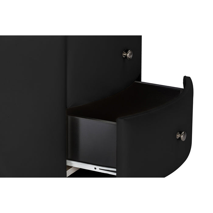 Urban Designs Ritchie Black Faux Leather Oval Upholstered Modern Nightstand