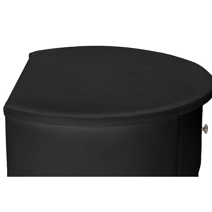 Urban Designs Ritchie Black Faux Leather Oval Upholstered Modern Nightstand