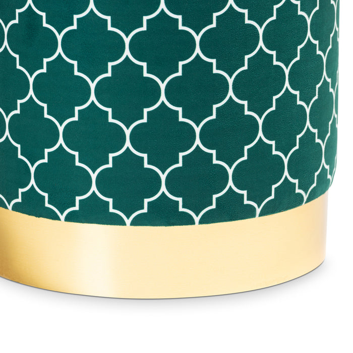 Urban Designs Sybil Velvet Fabric Upholstered Storage Ottoman - Green