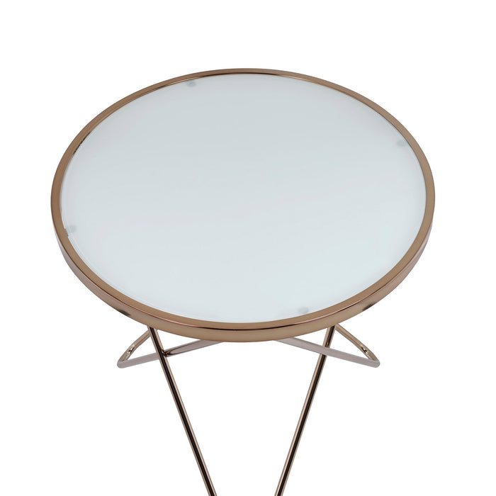 Urban Designs V Metal Frame Round Coffee Table - White Frosted Glass