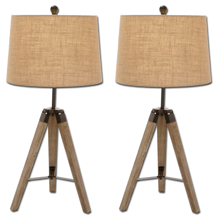 Urban Designs Weathered Wooden Tripod Table Lamps - Set of 2
