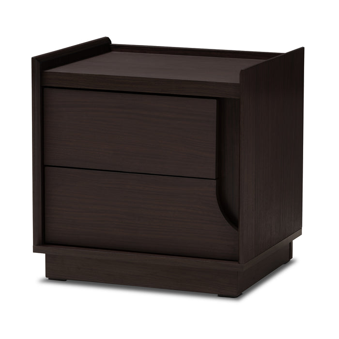 Urban Designs Whelan 2-Drawer Wooden Nightstand in Wenge Brown Finish