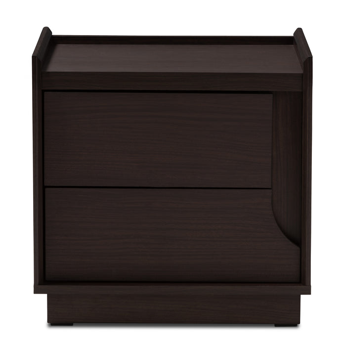 Urban Designs Whelan 2-Drawer Wooden Nightstand in Wenge Brown Finish