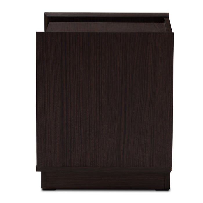 Urban Designs Whelan 2-Drawer Wooden Nightstand in Wenge Brown Finish