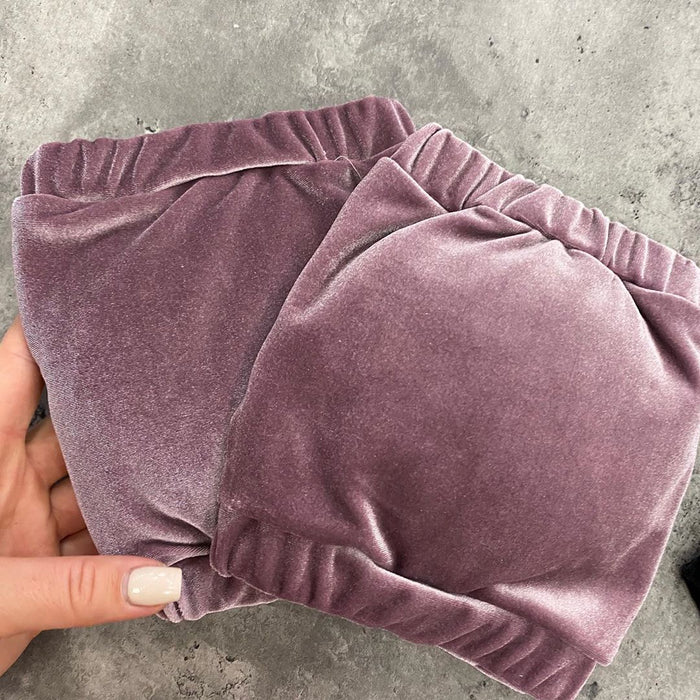 Velvet decorative knee pads with hole to grip