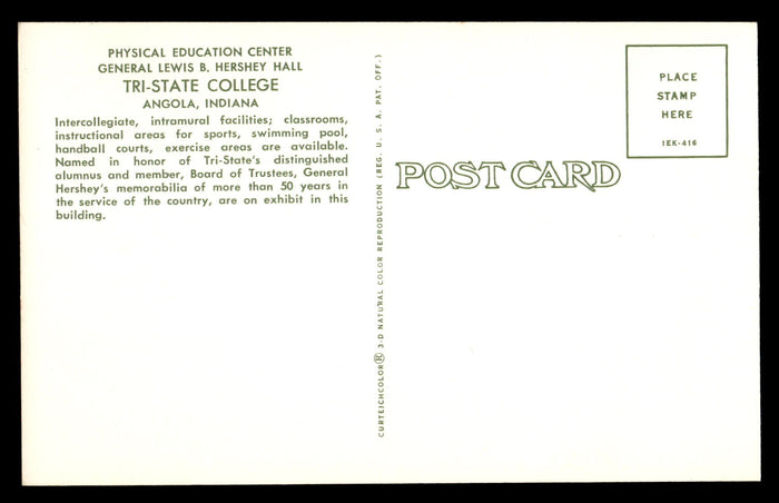 Vintage Tri State College Gymnasium Postcard