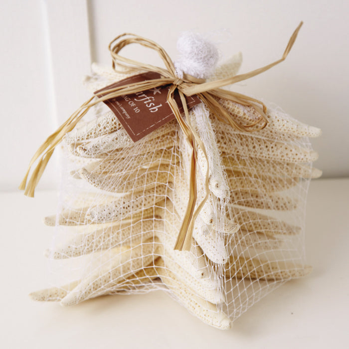 White Finger Starfish in Mesh Bag (Set of 10)