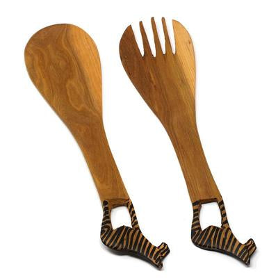 Wooden Zebra Serving Set